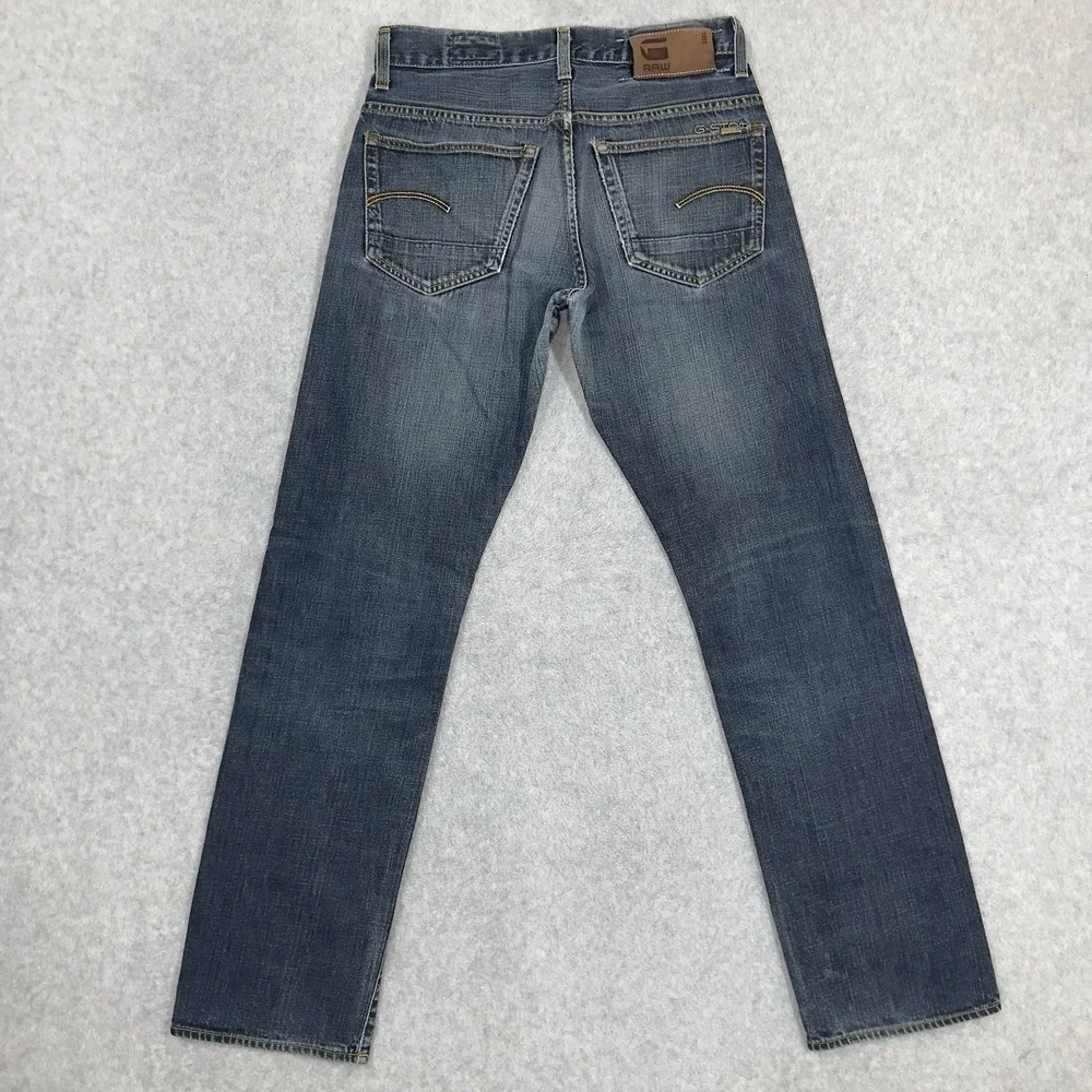 G‎ Star Raw Jeans Mens 28x32 3301 Original Straight Button Fly Whiskered Skater